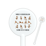 Yoga Dogs Sun Salutations 5.5" Round Plastic Stir Sticks - White - Double Sided (Personalized)