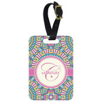 Bohemian Art Metal Luggage Tag w/ Name and Initial