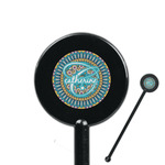 Bohemian Art 5.5" Round Plastic Stir Sticks - Black - Double Sided (Personalized)