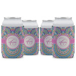 Bohemian Art Can Cooler (12 oz) - Set of 4 w/ Name and Initial