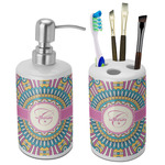 Bohemian Art Ceramic Bathroom Accessories Set (Personalized)