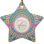 Bohemian Art Star Ceramic Ornament w/ Name and Initial