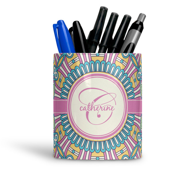 Custom Bohemian Art Ceramic Pen Holder