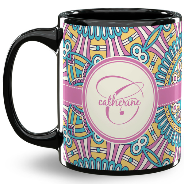 Custom Bohemian Art 11 Oz Coffee Mug - Black (Personalized)