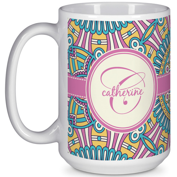 Custom Bohemian Art 15 Oz Coffee Mug - White (Personalized)