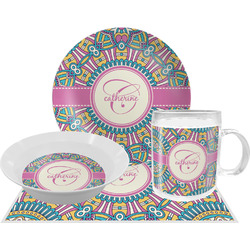 Bohemian Art Dinner Set - Single 4 Pc Setting w/ Name and Initial