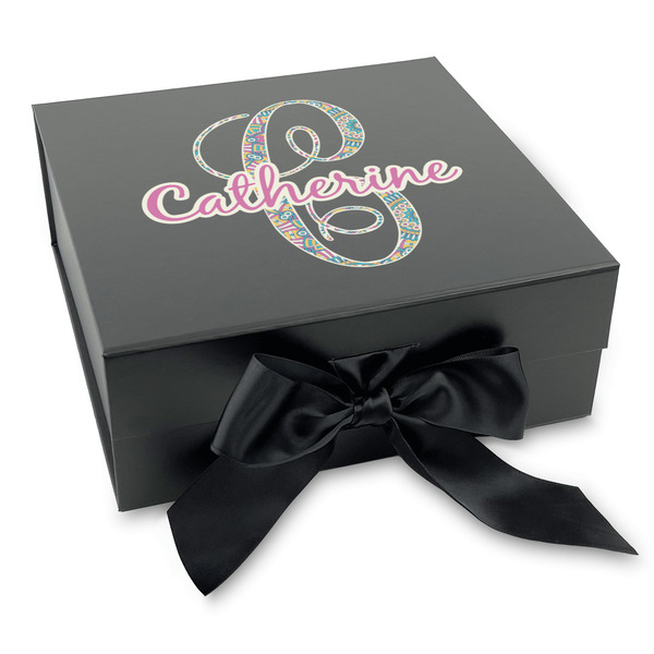 Custom Bohemian Art Gift Box with Magnetic Lid - Black (Personalized)