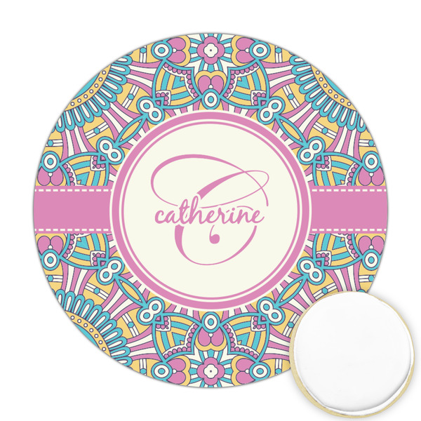 Custom Bohemian Art Printed Cookie Topper - Round (Personalized)