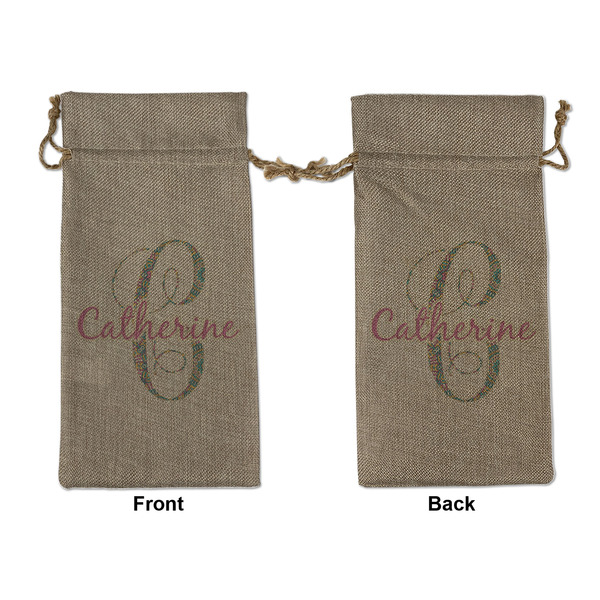 Custom Bohemian Art Large Burlap Gift Bag - Front & Back (Personalized)