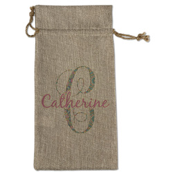 Bohemian Art Large Burlap Gift Bag - Front (Personalized)