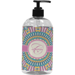 Bohemian Art Plastic Soap / Lotion Dispenser (16 oz - Large - Black) (Personalized)