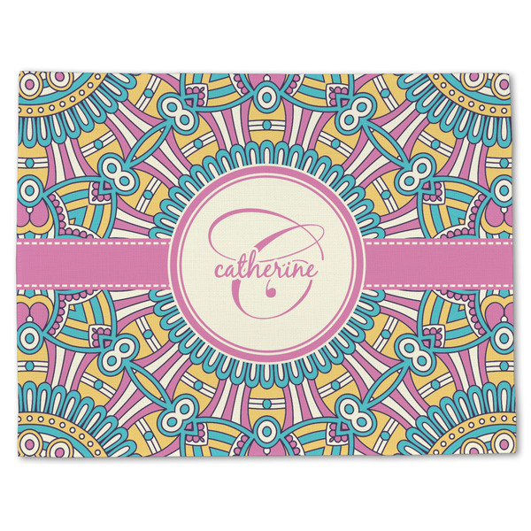 Custom Bohemian Art Single-Sided Linen Placemat - Single w/ Name and Initial