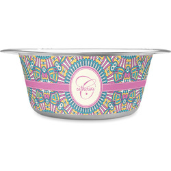 Bohemian Art Stainless Steel Dog Bowl - Medium (Personalized)