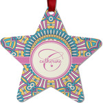 Bohemian Art Metal Star Ornament - Double Sided w/ Name and Initial