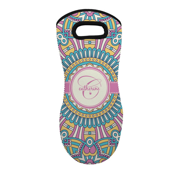 Custom Bohemian Art Neoprene Oven Mitt w/ Name and Initial