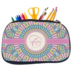 Bohemian Art Neoprene Pencil Case - Medium w/ Name and Initial