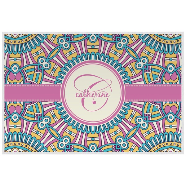 Custom Bohemian Art Laminated Placemat w/ Name and Initial