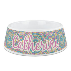 Bohemian Art Plastic Dog Bowl - Medium (Personalized)