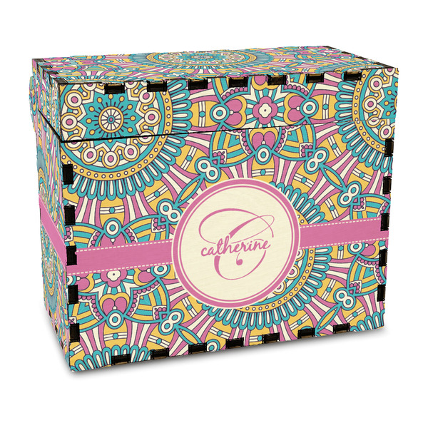 Custom Bohemian Art Wood Recipe Box - Full Color Print (Personalized)