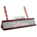 Bohemian Art Red Mahogany Nameplate with Business Card Holder (Personalized)