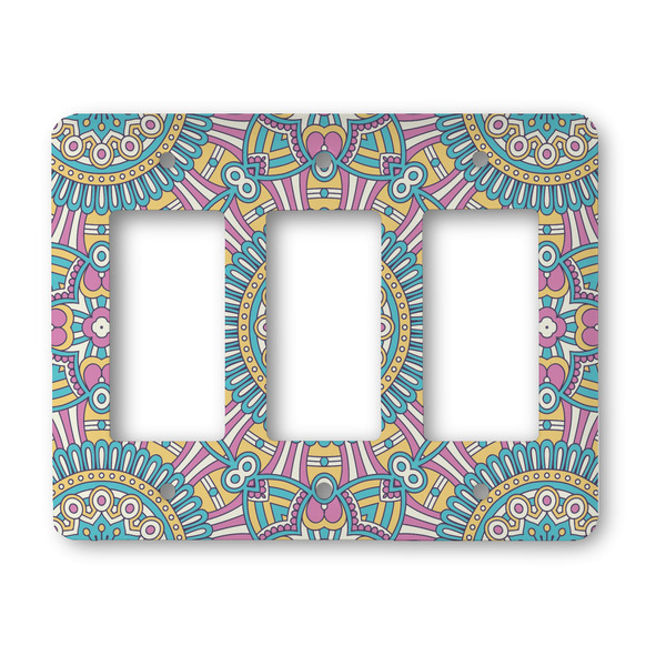 Custom Bohemian Art Rocker Style Light Switch Cover - Three Switch