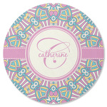 Bohemian Art Round Rubber Backed Coaster (Personalized)