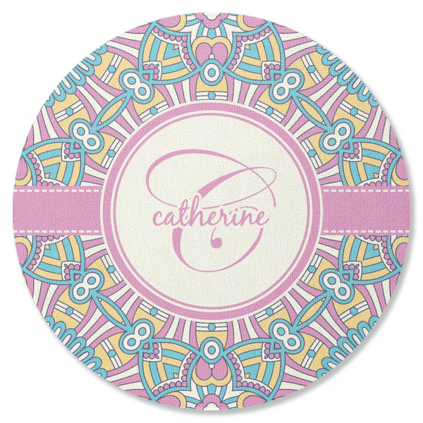 Custom Bohemian Art Round Rubber Backed Coaster (Personalized)