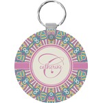 Bohemian Art Round Plastic Keychain (Personalized)