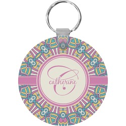 Bohemian Art Round Plastic Keychain (Personalized)