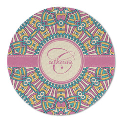 Bohemian Art Round Linen Placemat - Single Sided (Personalized)