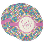 Bohemian Art Round Paper Coasters w/ Name and Initial