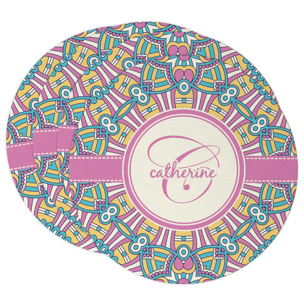 Custom Bohemian Art Round Paper Coasters w/ Name and Initial