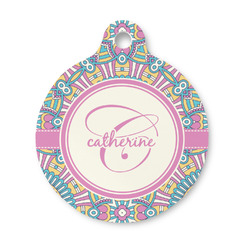 Bohemian Art Round Pet ID Tag - Small (Personalized)