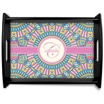 Bohemian Art Black Wooden Tray - Large (Personalized)