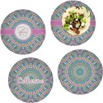 Bohemian Art Set of 4 Glass Lunch / Dinner Plate 10" (Personalized)