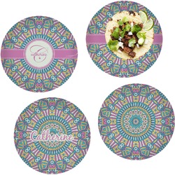 Bohemian Art Set of 4 Glass Lunch / Dinner Plate 10" (Personalized)