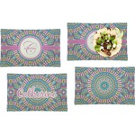 Bohemian Art Set of 4 Glass Rectangular Lunch / Dinner Plate (Personalized)