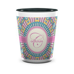 Bohemian Art Ceramic Shot Glass - 1.5 oz - Two Tone - Single (Personalized)