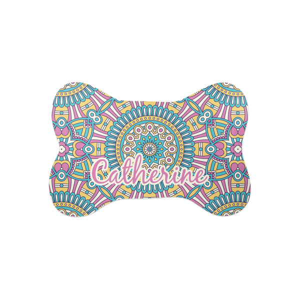 Custom Bohemian Art Bone Shaped Dog Food Mat (Small) (Personalized)