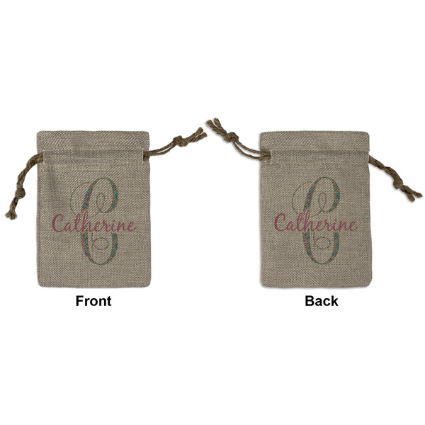 Custom Bohemian Art Small Burlap Gift Bag - Front & Back (Personalized)