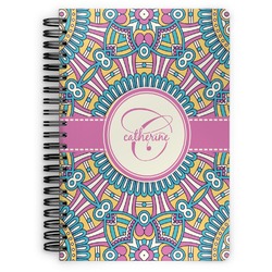 Bohemian Art Spiral Notebook - 7x10 w/ Name and Initial