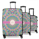 Bohemian Art 3 Piece Luggage Set - 20" Carry On, 24" Medium Checked, 28" Large Checked (Personalized)