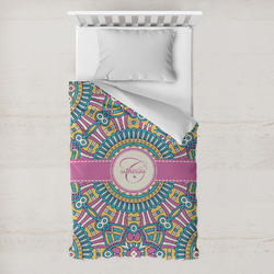 Bohemian Art Toddler Duvet Cover w/ Name and Initial