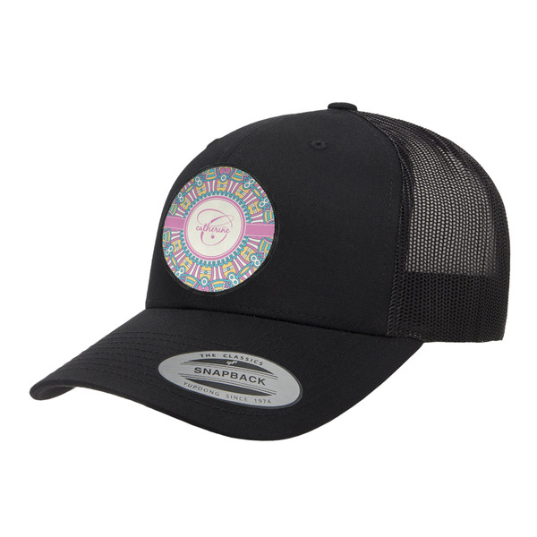 Custom Bohemian Art Trucker Hat - Black (Personalized)