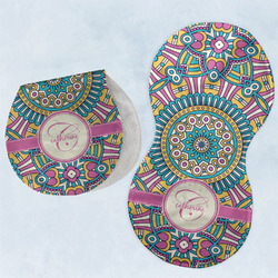 Bohemian Art Burp Pads - Velour - Set of 2 w/ Name and Initial