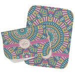 Bohemian Art Burp Cloths - Fleece - Set of 2 w/ Name and Initial