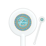 Bohemian Art 5.5" Round Plastic Stir Sticks - White - Double Sided (Personalized)