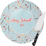 Nurse Round Glass Cutting Board - Small (Personalized)