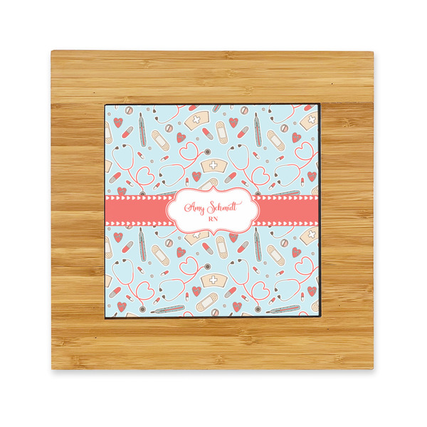 Custom Nurse Bamboo Trivet with Ceramic Tile Insert (Personalized)