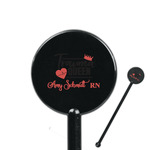 Nurse 5.5" Round Plastic Stir Sticks - Black - Double Sided (Personalized)